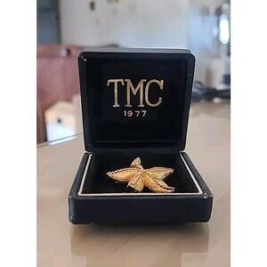 The Mystic Club (TMC) 1977 Gold Starfish Pin-Pendant with Orig Box Mardi Gras